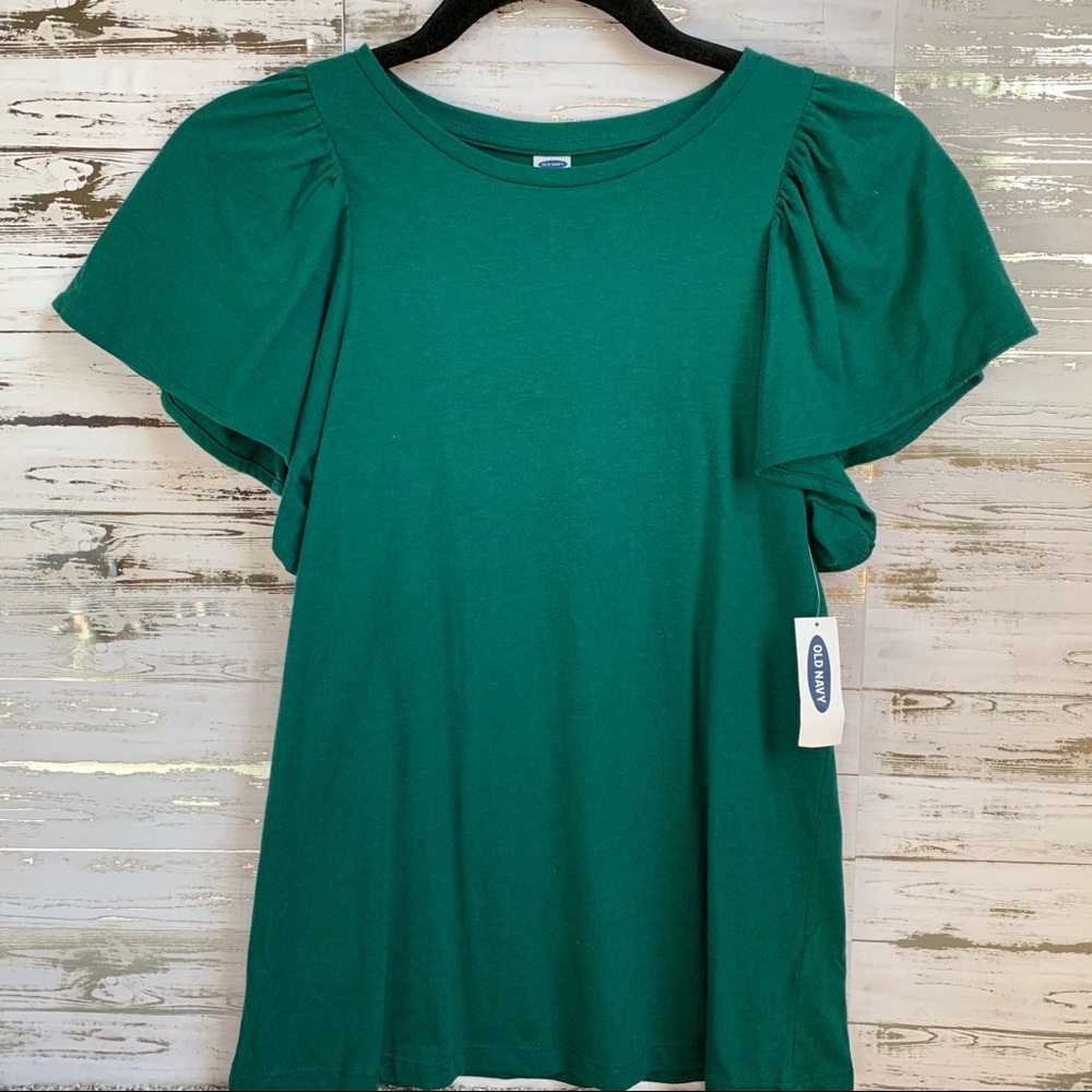 Old Navy Green Flutter Sleeve Top